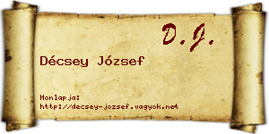 Décsey József névjegykártya